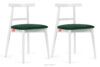 LILIO Białe krzesło vintage ciemny zielony welur 2szt ciemny zielony/biały - zdjęcie 1