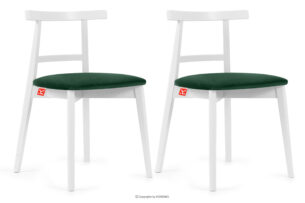 LILIO, https://konsimo.pl/kolekcja/lilio/ Białe krzesło vintage ciemny zielony welur 2szt ciemny zielony/biały - zdjęcie