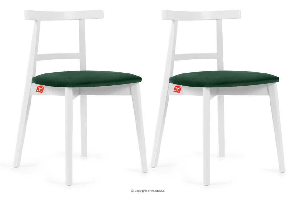 LILIO Białe krzesło vintage ciemny zielony welur 2szt ciemny zielony/biały - zdjęcie 0