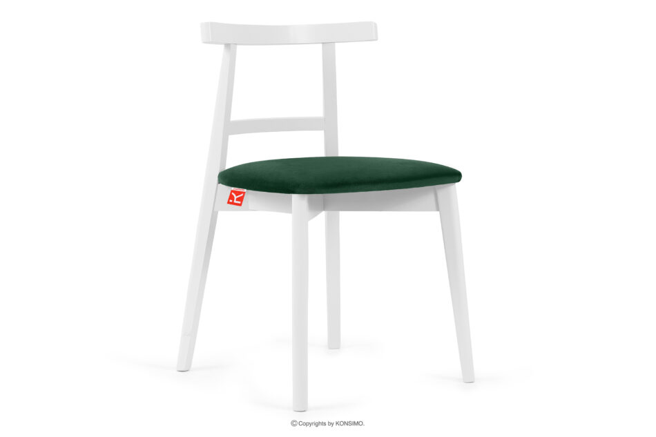 LILIO Białe krzesło vintage ciemny zielony welur 2szt ciemny zielony/biały - zdjęcie 3