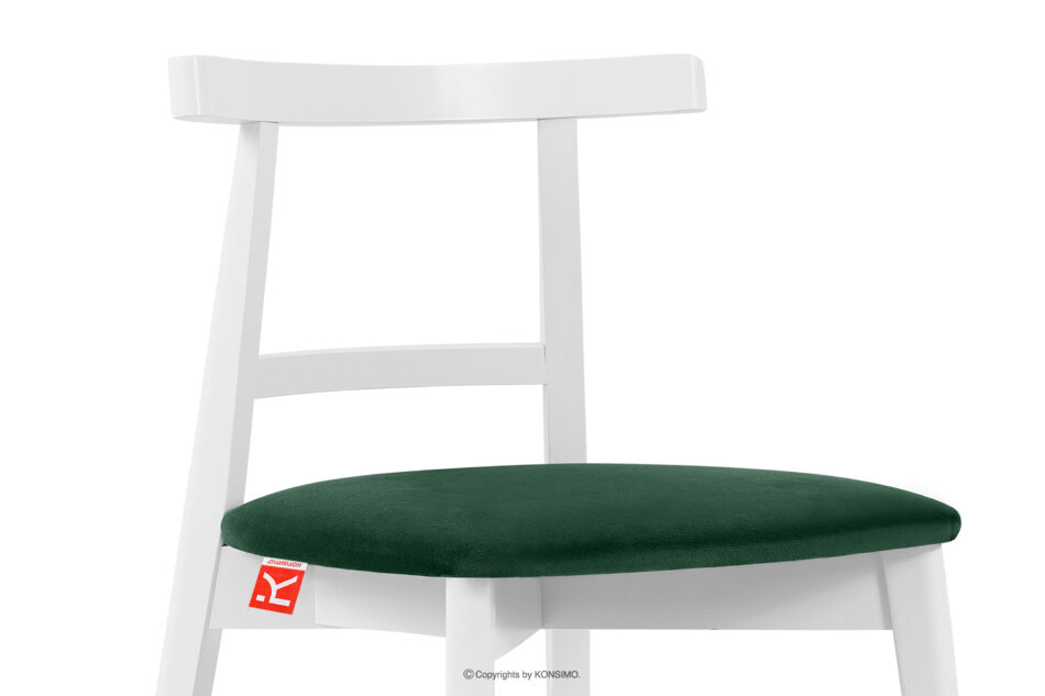 LILIO Białe krzesło vintage ciemny zielony welur 2szt ciemny zielony/biały - zdjęcie 5
