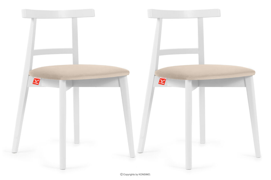 LILIO Białe krzesło vintage kremowy welur 2szt kremowy/biały - zdjęcie 0