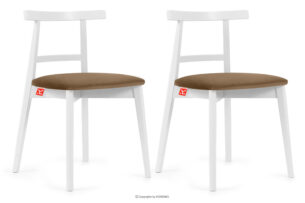 LILIO, https://konsimo.pl/kolekcja/lilio/ Białe krzesło vintage beżowy welur 2szt beżowy/biały - zdjęcie