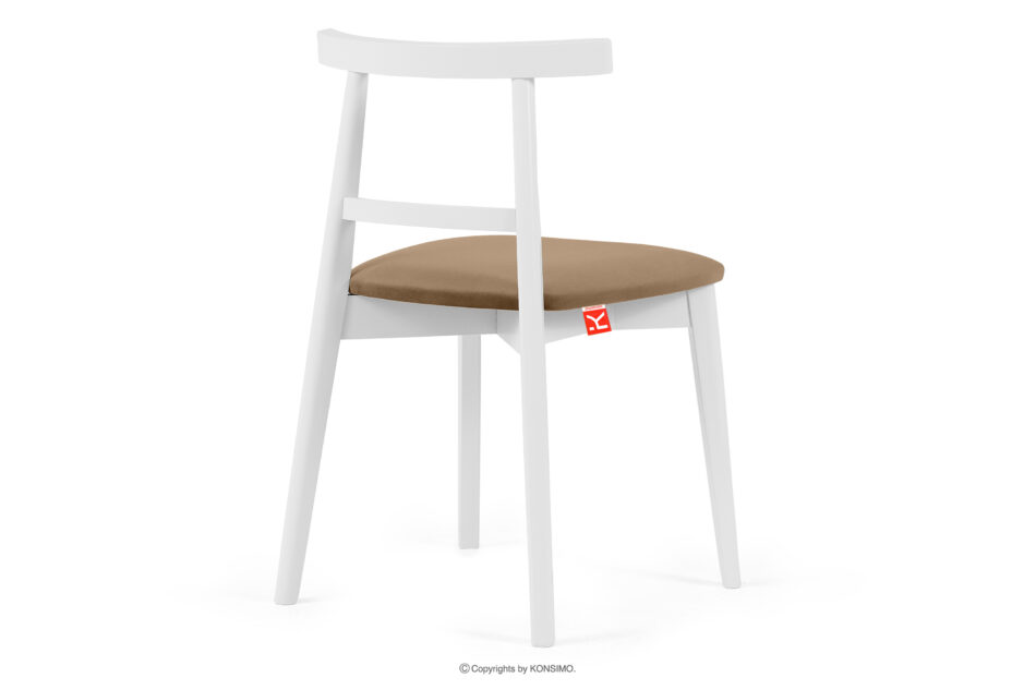 LILIO Białe krzesło vintage beżowy welur 2szt beżowy/biały - zdjęcie 4