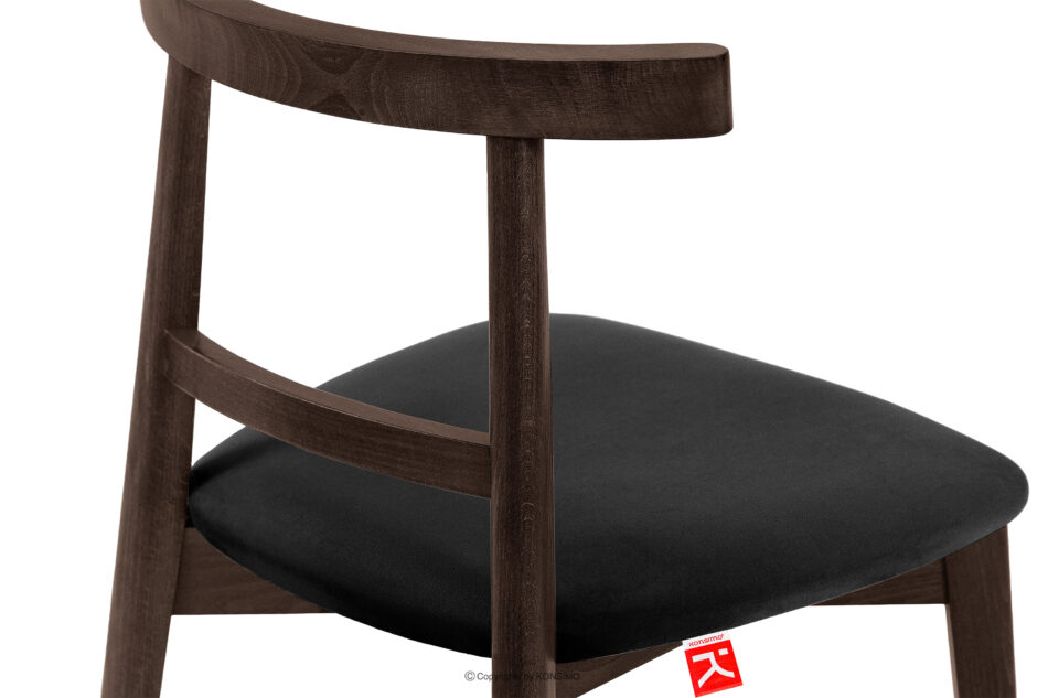 LILIO Krzesło vintage czarny welur orzech ciemny 2szt czarny/orzech ciemny - zdjęcie 7