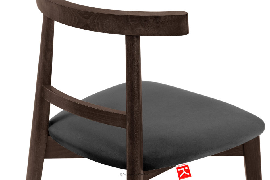 LILIO Krzesło vintage grafitowy welur orzech ciemny 2szt grafitowy/orzech ciemny - zdjęcie 7