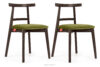 LILIO Krzesło vintage oliwkowy welur orzech ciemny 2szt oliwkowy/orzech ciemny - zdjęcie 1