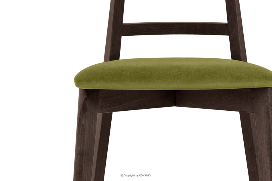 LILIO Krzesło vintage oliwkowy welur orzech ciemny 2szt oliwkowy/orzech ciemny - zdjęcie 5