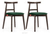 LILIO Krzesło vintage ciemny zielony welur orzech ciemny 2szt ciemny zielony/orzech ciemny - zdjęcie 1