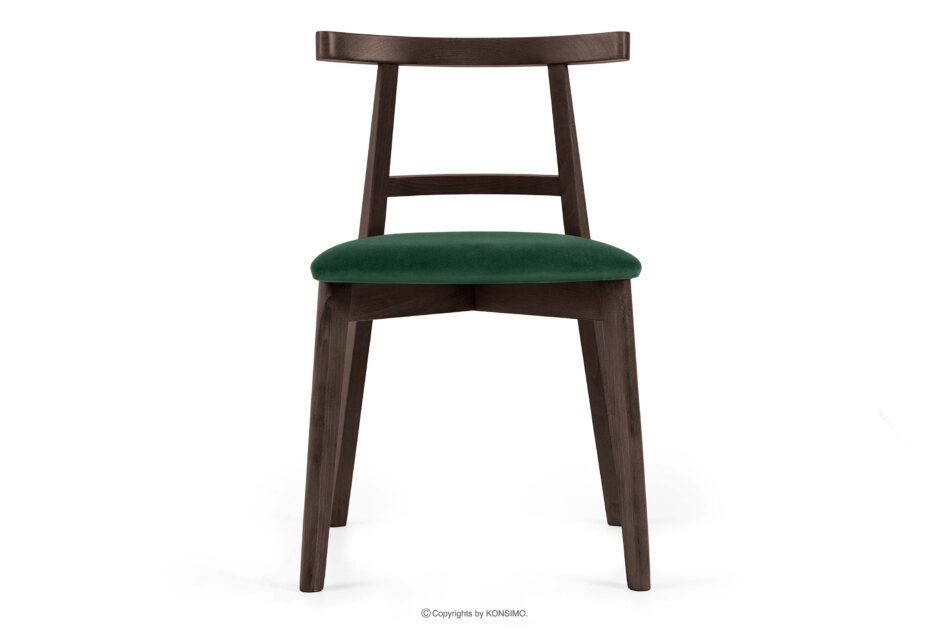 LILIO Krzesło vintage ciemny zielony welur orzech ciemny 2szt ciemny zielony/orzech ciemny - zdjęcie 2