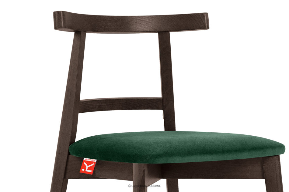 LILIO Krzesło vintage ciemny zielony welur orzech ciemny 2szt ciemny zielony/orzech ciemny - zdjęcie 6
