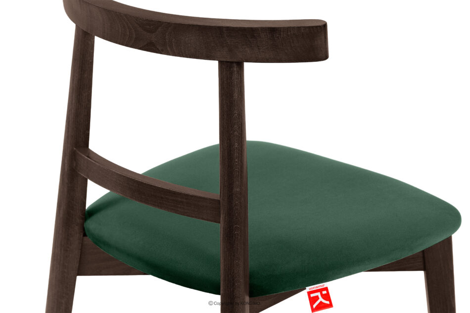 LILIO Krzesło vintage ciemny zielony welur orzech ciemny 2szt ciemny zielony/orzech ciemny - zdjęcie 7