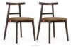 LILIO Krzesło vintage beżowy welur orzech ciemny 2szt beżowy/orzech ciemny - zdjęcie 1