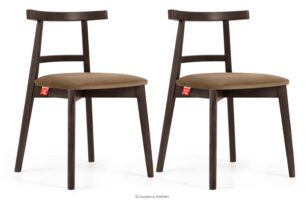 LILIO, https://konsimo.pl/kolekcja/lilio/ Krzesło vintage beżowy welur orzech ciemny 2szt beżowy/orzech ciemny - zdjęcie