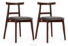 LILIO Krzesło vintage szary welur mahoń 2szt szary/mahoń - zdjęcie 1