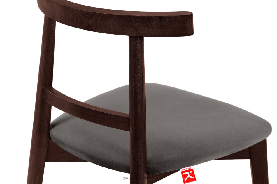 LILIO Krzesło vintage szary welur mahoń 2szt szary/mahoń - zdjęcie 7
