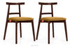 LILIO Krzesło vintage żółty welur mahoń 2szt żółty/mahoń - zdjęcie 1