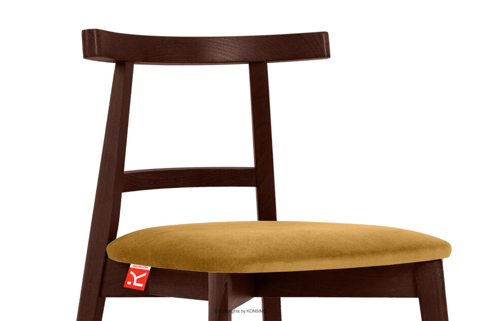 LILIO Krzesło vintage żółty welur mahoń 2szt żółty/mahoń - zdjęcie 6
