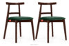 LILIO Krzesło vintage ciemny zielony welur mahoń 2szt ciemny zielony/mahoń - zdjęcie 1