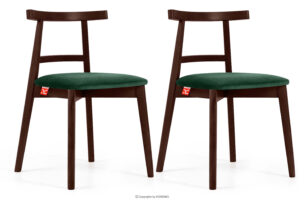 LILIO, https://konsimo.pl/kolekcja/lilio/ Krzesło vintage ciemny zielony welur mahoń 2szt ciemny zielony/mahoń - zdjęcie