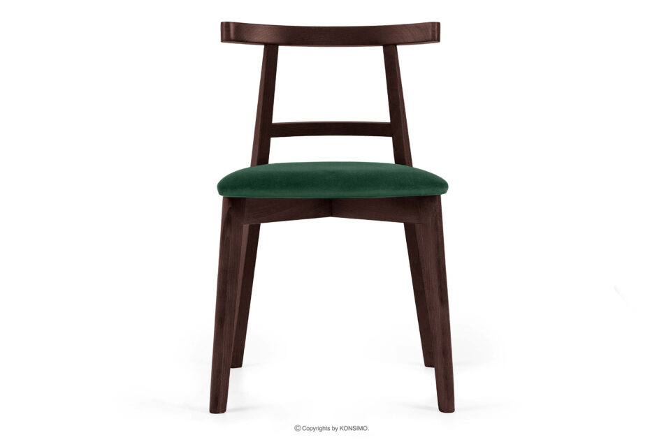 LILIO Krzesło vintage ciemny zielony welur mahoń 2szt ciemny zielony/mahoń - zdjęcie 2