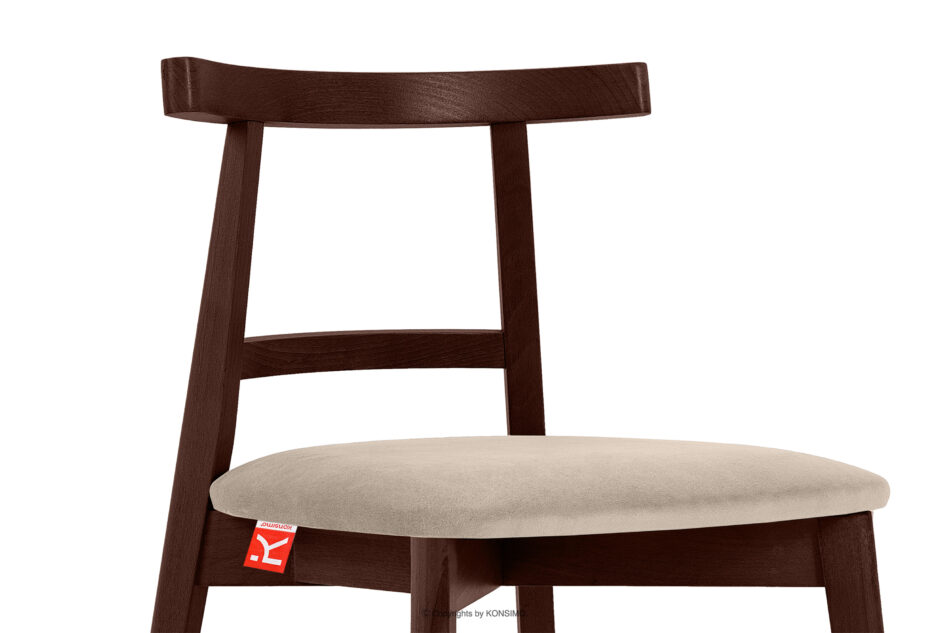 LILIO Krzesło vintage kremowy welur mahoń 2szt kremowy/mahoń - zdjęcie 6