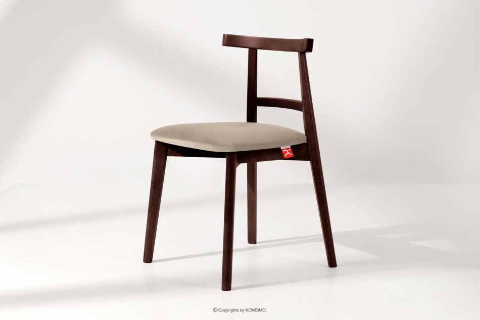 LILIO Krzesło vintage kremowy welur mahoń 2szt kremowy/mahoń - zdjęcie 1