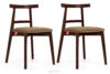 LILIO Krzesło vintage beżowy welur mahoń 2szt beżowy/mahoń - zdjęcie 1
