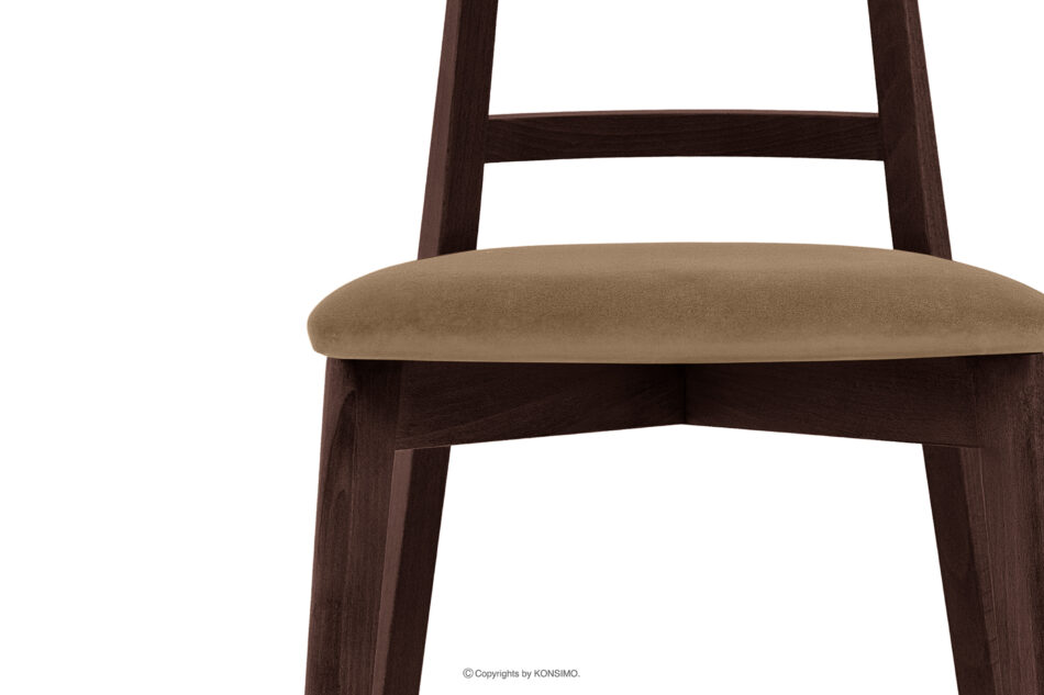 LILIO Krzesło vintage beżowy welur mahoń 2szt beżowy/mahoń - zdjęcie 5