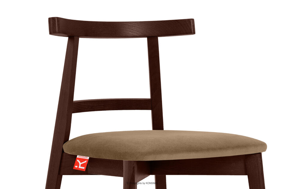 LILIO Krzesło vintage beżowy welur mahoń 2szt beżowy/mahoń - zdjęcie 6