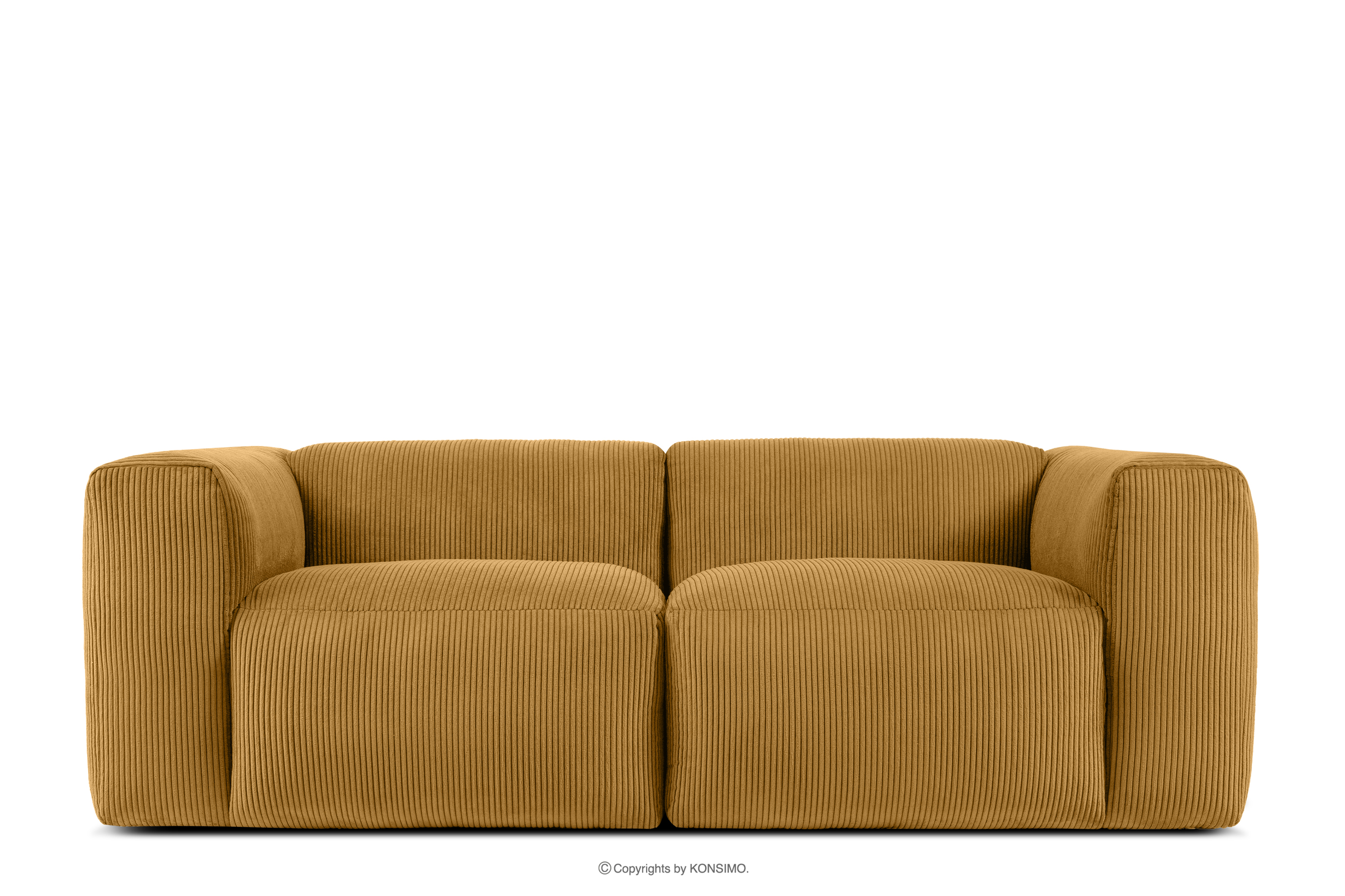 Sofa modułowa dwuosobowa w tkaninie sztruks żółta