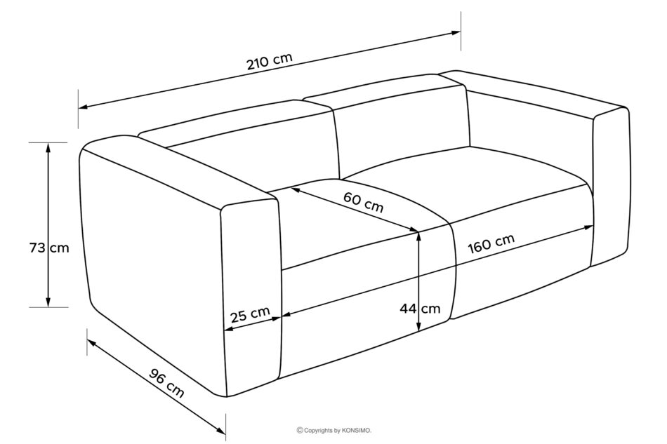 BUFFO Sofa modułowa dwuosobowa w tkaninie sztruks jasny szary jasny szary - zdjęcie 15