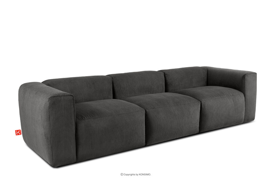 BUFFO Sofa 3 modułowa w tkaninie sztruks szara szary - zdjęcie 2