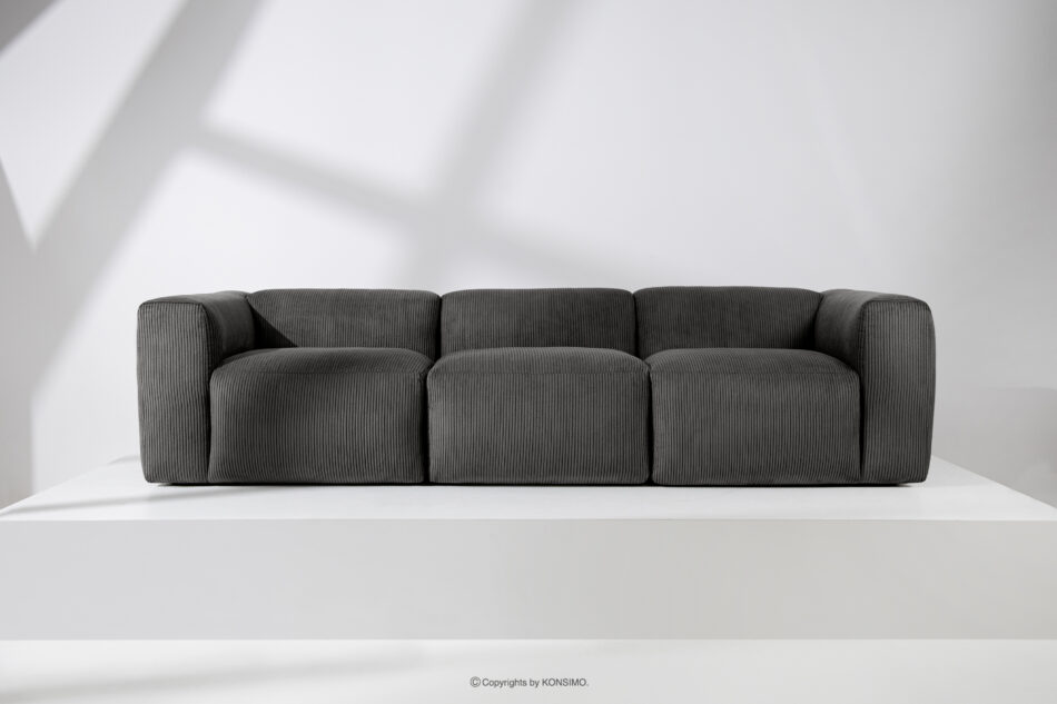 BUFFO Sofa 3 modułowa w tkaninie sztruks szara szary - zdjęcie 1