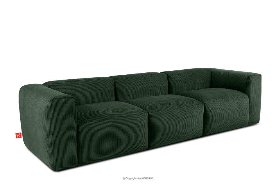 BUFFO Sofa 3 modułowa w tkaninie sztruks ciemny zielona ciemny zielony - zdjęcie 2