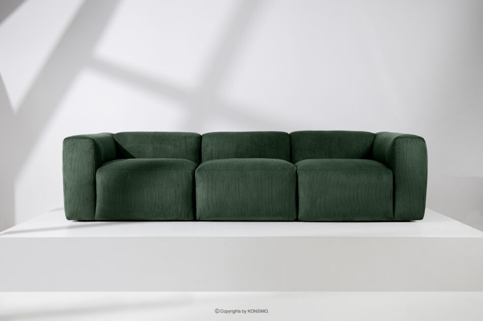 BUFFO Sofa 3 modułowa w tkaninie sztruks ciemny zielona ciemny zielony - zdjęcie 1