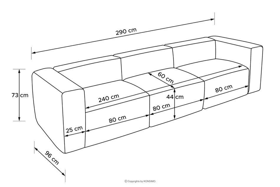 BUFFO Sofa 3 modułowa w tkaninie sztruks granatowa granatowy - zdjęcie 15