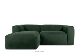 BUFFO, https://konsimo.pl/kolekcja/buffo/ Narożnik modułowy do salonu w tkaninie sztruks ciemny zielony lewy ciemny zielony - zdjęcie
