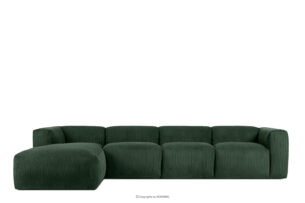 BUFFO, https://konsimo.pl/kolekcja/buffo/ Duży narożnik modułowy do salonu w tkaninie sztruks ciemny zielony lewy ciemny zielony - zdjęcie