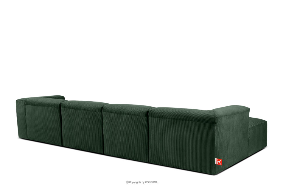 BUFFO Duży narożnik modułowy do salonu w tkaninie sztruks ciemny zielony lewy ciemny zielony - zdjęcie 3