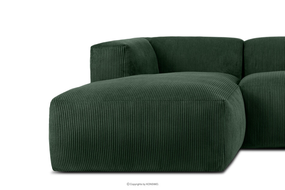 BUFFO Duży narożnik modułowy do salonu w tkaninie sztruks ciemny zielony lewy ciemny zielony - zdjęcie 6
