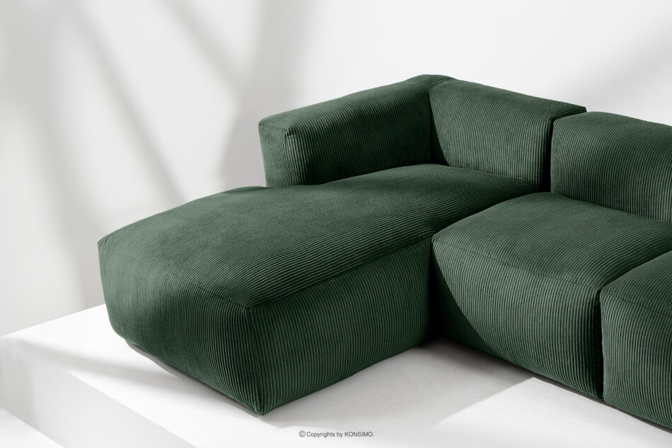 BUFFO Duży narożnik modułowy do salonu w tkaninie sztruks ciemny zielony lewy ciemny zielony - zdjęcie 15