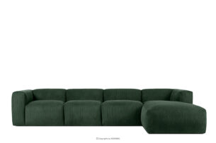 BUFFO, https://konsimo.pl/kolekcja/buffo/ Duży narożnik modułowy do salonu w tkaninie sztruks ciemny zielony prawy ciemny zielony - zdjęcie