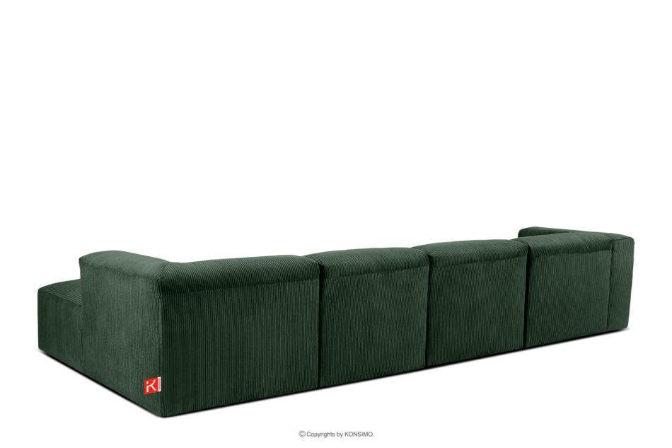 BUFFO Duży narożnik modułowy do salonu w tkaninie sztruks ciemny zielony prawy ciemny zielony - zdjęcie 3