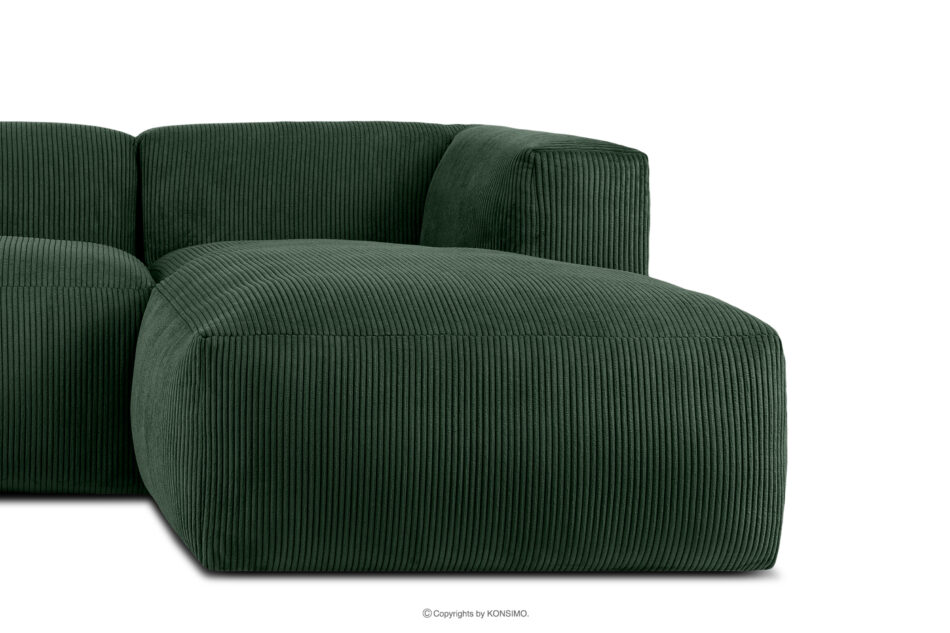 BUFFO Duży narożnik modułowy do salonu w tkaninie sztruks ciemny zielony prawy ciemny zielony - zdjęcie 6