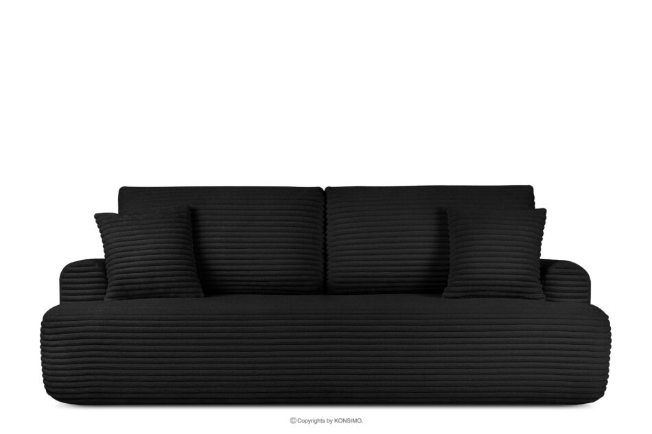 ELPHO Sofa 3 z funkcją spania w tkaninie sztruks czarny czarny - zdjęcie 0