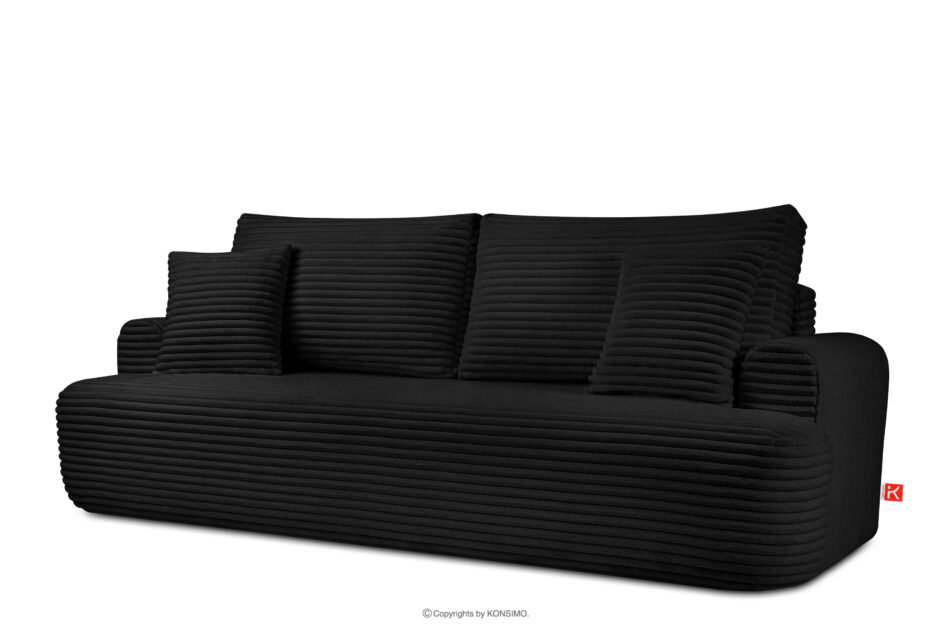 ELPHO Sofa 3 z funkcją spania w tkaninie sztruks czarny czarny - zdjęcie 2