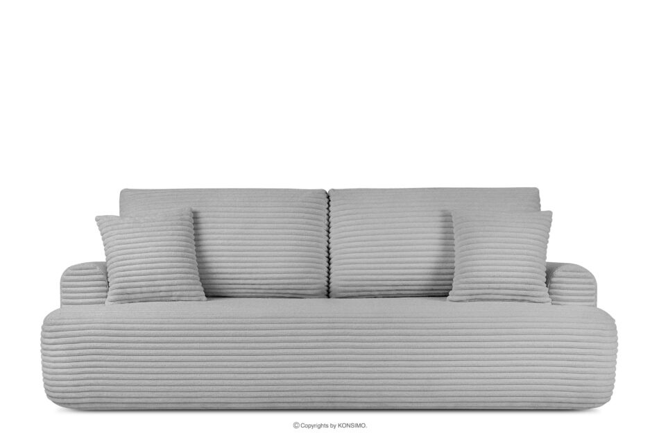 ELPHO Sofa 3 z funkcją spania w tkaninie sztruks jasny szary jasny szary - zdjęcie 0