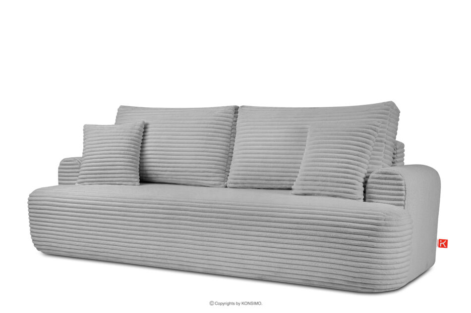 ELPHO Sofa 3 z funkcją spania w tkaninie sztruks jasny szary jasny szary - zdjęcie 2