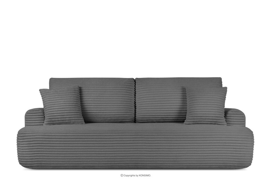 ELPHO Sofa 3 z funkcją spania w tkaninie sztruks ciemny szary ciemny szary - zdjęcie 0